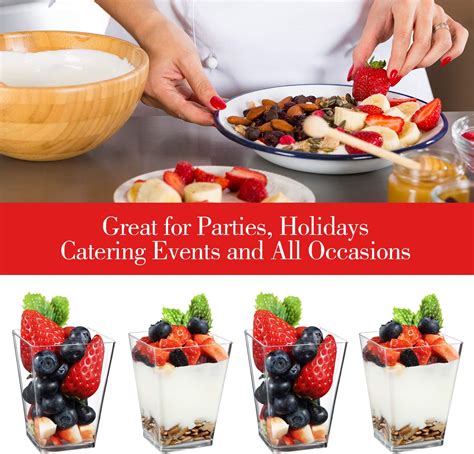 Buy Eupako 50 Pack 5 oz Square Clear Plastic Dessert Cups Small Clear ...