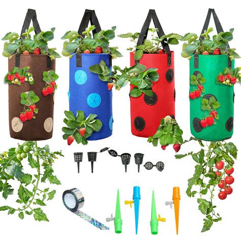 4 Piece Upside Down Strawberry Planter, Upside Down Tomato Planter ...