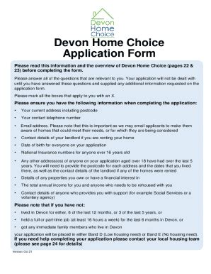 Fillable Online Devon Home Choice Application Form - Start Fax Email ...