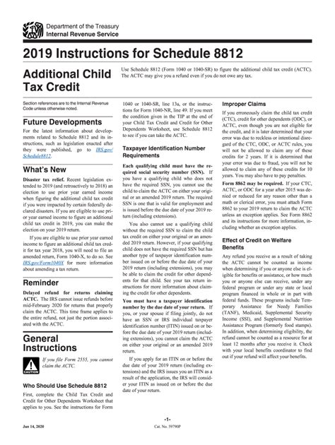 2019 Form IRS 1040 Schedule 8812 Instructions Fill Online, Printable ...