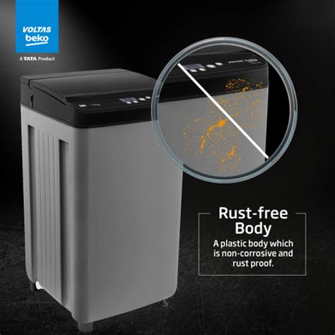 Voltas Beko 7 kg Fully Automatic Top Load Washing Machine Black, Grey ...