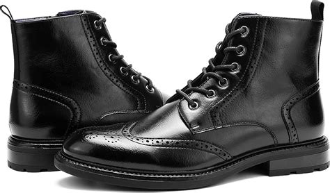 Buy Temeshu Men's Wingtip Oxford Boot Side Zip Ankle Motorcycle Boots ...