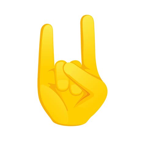 Hand yellow gesture emoji with sign of the horns icon. Vector ...