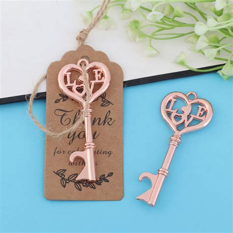 Buy 30 Pack Wedding Favors Skeleton Key Bottle Opener with Tag, Rose ...