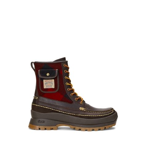 Logan Leather and Plaid Wool Boot for Men | Ralph Lauren® IN