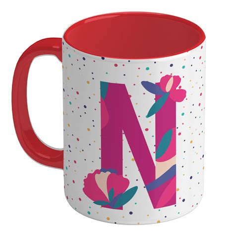Buy RJKART Ceramic Alphabet N Coffee Mug, 325ml Red Online at Low ...