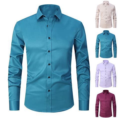 DDAPJ pyju Men's Dress Shirt Regular Fit Long Sleeve Button Down Shirts ...