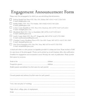 Fillable Online Newspaper engagement form - Newspapers Fax Email Print ...