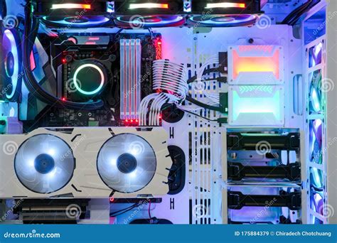 Inside Desktop PC Gaming And Cooling Fan CPU System With Multicolored ...