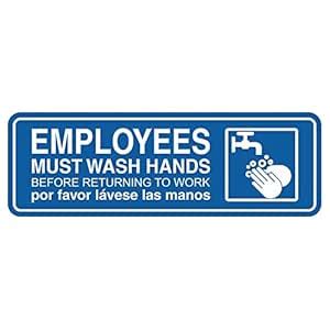 Standard Employees Must Wash Hands Door/Wall Sign - Blue - Medium ...