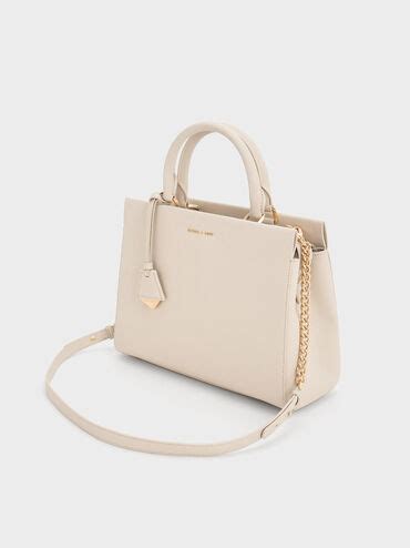 Ivory Mirabelle Structured Top Handle Bag - CHARLES & KEITH IN