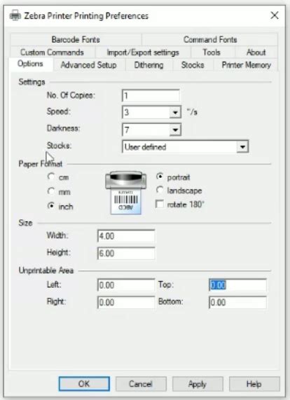 Image result for Zebra Printer Settings