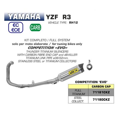 Arrow Competition Evo Full Exhaust System For Yamaha Yzf R3 2017-2020 ...