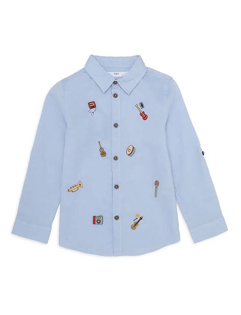 Buy Pure Cotton Embroidered Spread Collar Shirt at Marks & Spencer