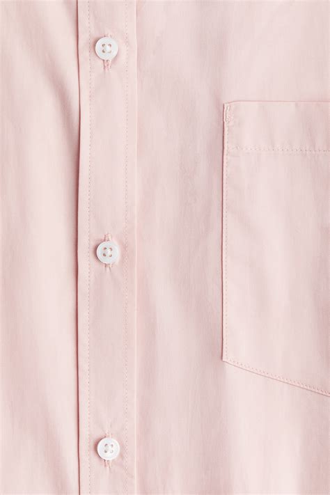 Oversized cotton poplin shirt - Light pink - Ladies | H&M IN