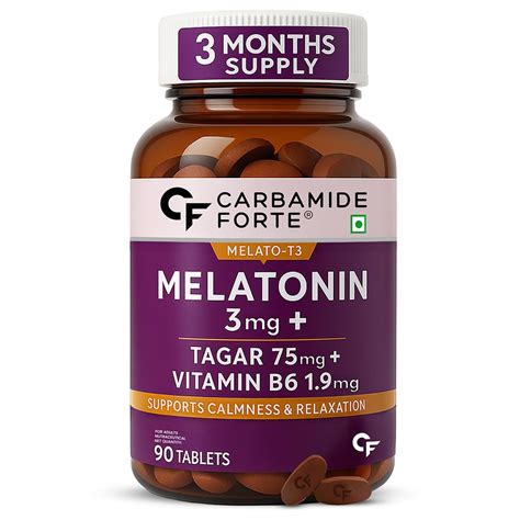 Carbamide Forte Melatonin 3mg with Tagara 75mg Sleeping Aid Pills – 90 ...