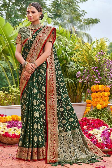 Buy Seaweed Green Banarasi Saree online-Karagiri