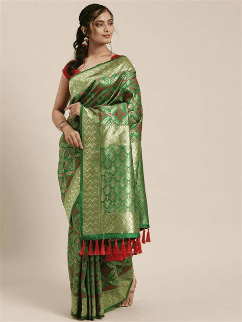 Exclusive Patola Silk Saree With Woven Design And Zari Work