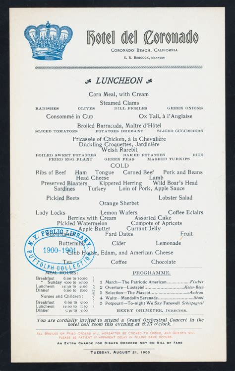 Hotel Del Coronado: Menus: Whats on the menu? | Vintage menu, Hotel del ...
