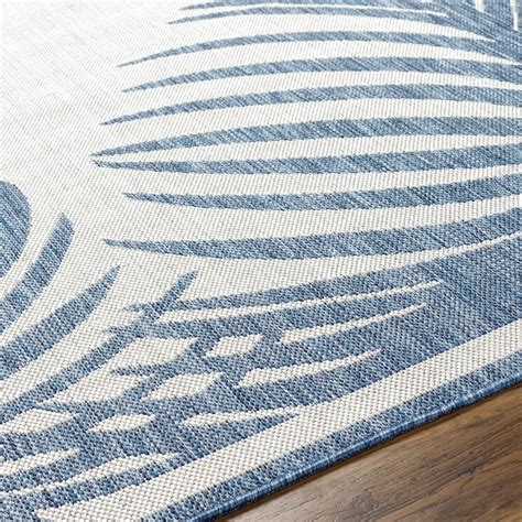 Livabliss 8 X 10 (ft) Gray/Blue Outdoor Floral/Botanical Coastal Area ...