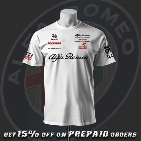 Kimi Räikkönen Alfa Romeo F1 Racing Team Inspired White Cotton T-shirt ...
