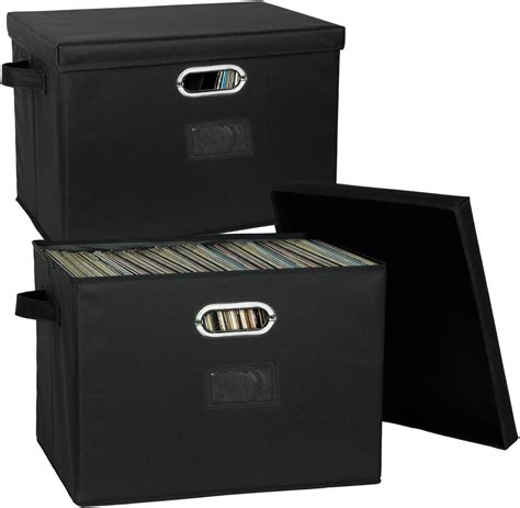 Amazon.com: 12-Inch Vinyl Record Storage Boxes with Lids and Handles ...
