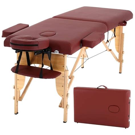 ACi Portable Massage Table Lash Spa Bed - Adjustable Height 2 Fold PU ...