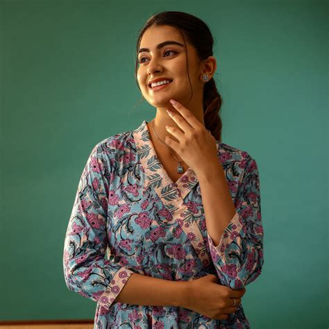 Pastel Blue and Cream Floral Printed Cotton Co-ord Set – Vivika Fashion