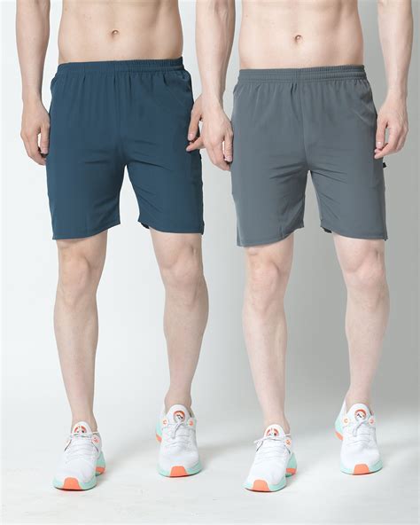 Buy Pack of 2 Men's Green & Grey Shorts Online at Bewakoof