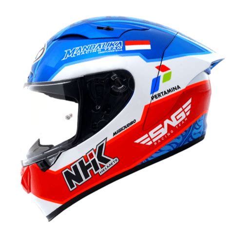 NHK GPR Tech Helmet Mandalika Gloss White Blue Red Helmet– Moto Central