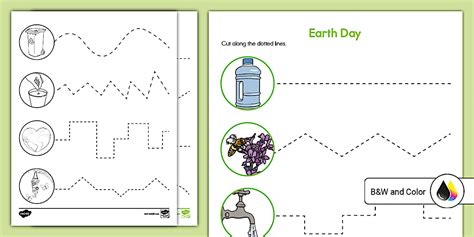 Earth Day Cutting Skills Worksheet