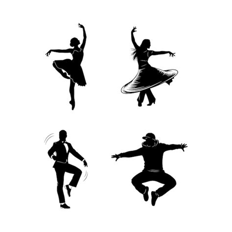 Silhouette of Diverse Dancers in Dynamic Poses | 프리미엄 벡터