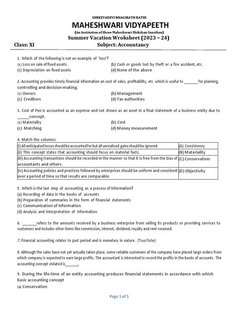 Accounting Class 10 Assignment 6th Week 的图像结果