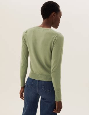 Crew Neck Button Front Cardigan