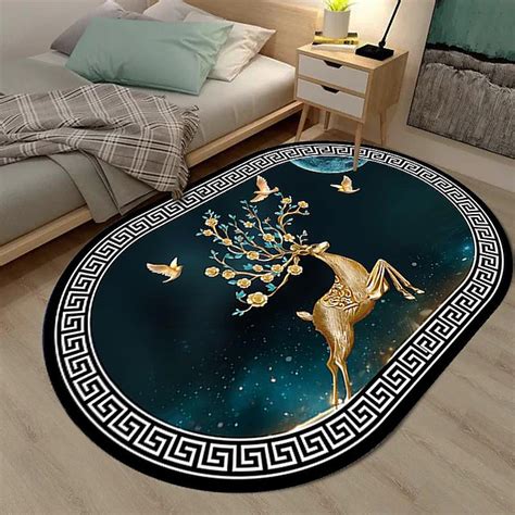 3D Oval Floor Mat Living Room Carpet Home Bedroom Cloakroom Living Room ...
