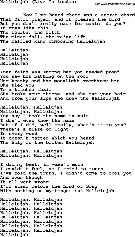 Hallelujah Lyrics Leonard Cohen