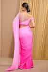 Buy Pink Chiffon, Satin Crystals, Zari Asymmetric Ombre Concept Saree ...