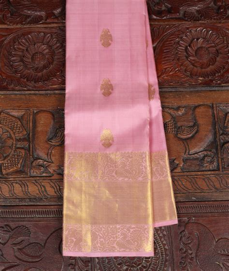 Buy Pink Handwoven Kanjivaram Silk Saree T392758