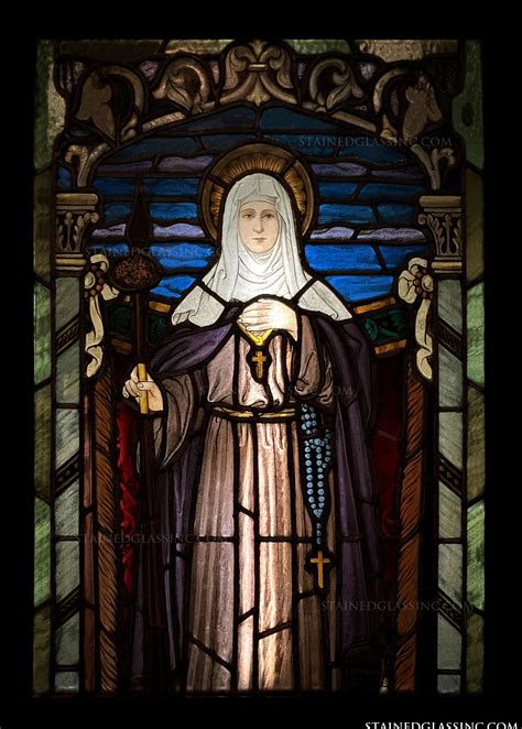 "Saint Clare of Assisi" Religious Stained Glass Window