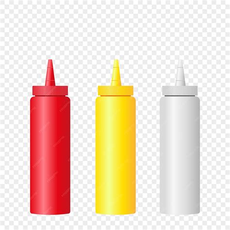Premium Vector | Three bottles of sauces ketchup mustard and mayonnaise ...