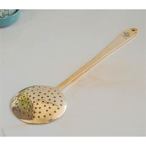 Pure Brass Skimmer / Jhar – Traditional Kitchen Essential – Velan Store