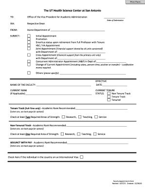 Fillable Online uthscsa Faculty Appointment Form - The University of ...