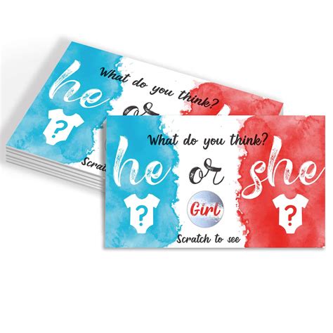 30 Pack Gender Reveal Scratch Off Cards Gender Announcement Cards ...
