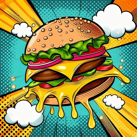 Artistic pop art burger | Pop art, Pop art food, Pop art images