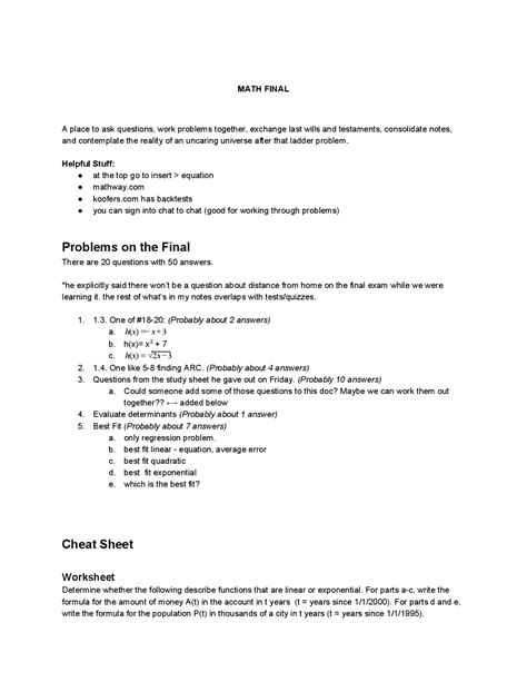 Image result for Finite Math Study Guide