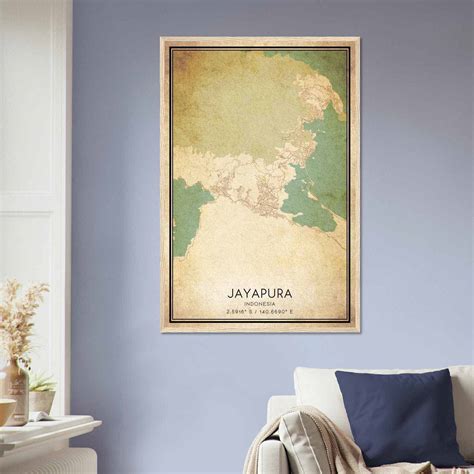 Vintage Jayapura Indonesia Map Poster, Jayapura City Road Wall Art Print - Custom Maps & Posters