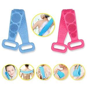 choice 2 Pcs Silicone Body Wash Bath Brush| Back Scrubber Belt for Dead ...