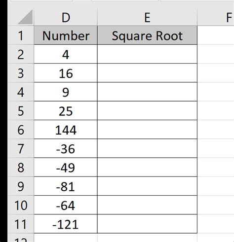 Excel Square Root Formula 的图像结果