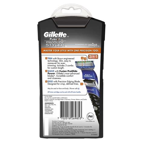Gillette Fusion Proglide Styler 3-In-1 Men's Body Groomer With Beard ...