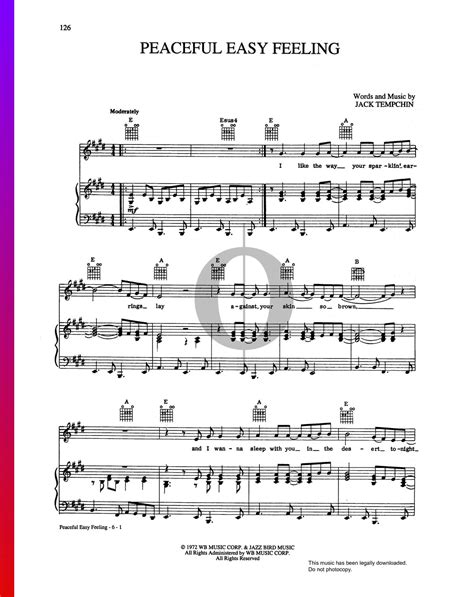 Peaceful Easy Feeling (Eagles) Piano Sheet Music - OKTAV